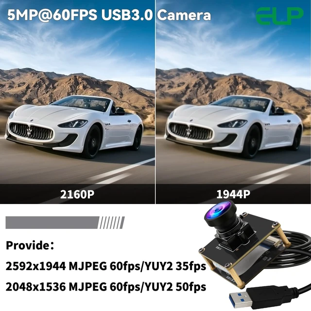 Alt view image 4 of 5 - ELP 5mp 60fps Global Shutter USB3.0 Camera Module Wide Angle 120degree Webcam Board for Computer Mini UVC USB3.0/2.0 PC Camera High Speed Lightburn Cameras for Laser OG05B10 Webcamera for Laptop