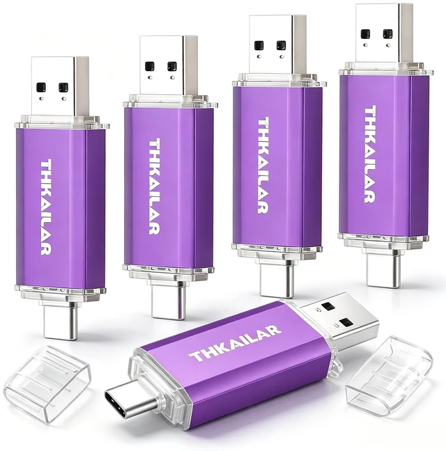Main image of Thkailar 32GB USB C Thumb Drive 5Pack, Dual USB A & C for iPhone 15/PC/Mac