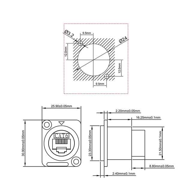 Alt view image 3 of 5 - DvnJok 5PCS D-Type Shielded RJ45 Panel Mount Coupler CAT6/CAT5E/CAT5 Compatible Female-to-Female LAN Network Bulkhead Pass-Through Socket