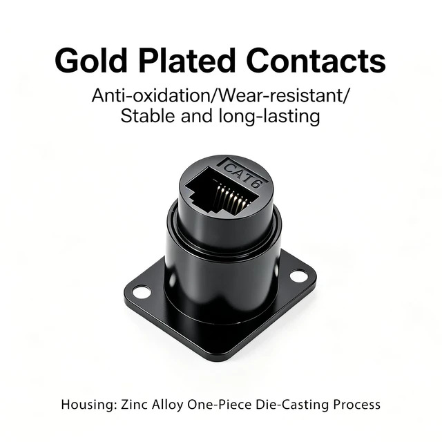 Alt view image 5 of 5 - DvnJok 5PCS D-Type Shielded RJ45 Panel Mount Coupler CAT6/CAT5E/CAT5 Compatible Female-to-Female LAN Network Bulkhead Pass-Through Socket