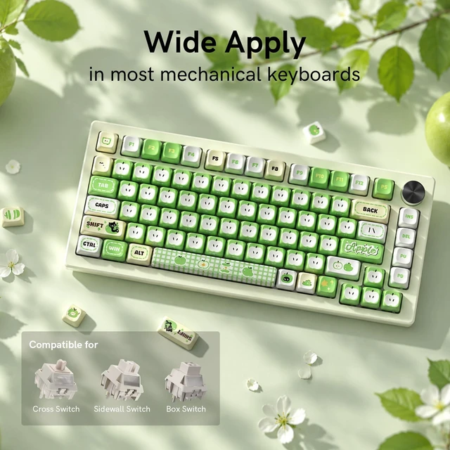 Alt view image 4 of 5 - Womier PBT Keycaps Set, Green Cartoon Custom 133 Keys