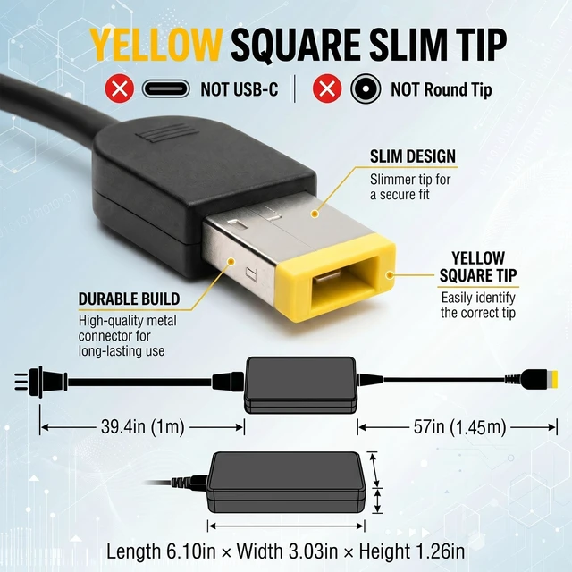 Alt view image 3 of 5 - 170W Charger for Lenovo LOQ 15/16 Gaming Laptop (15IRX9 /16APH8 /16IRH8)