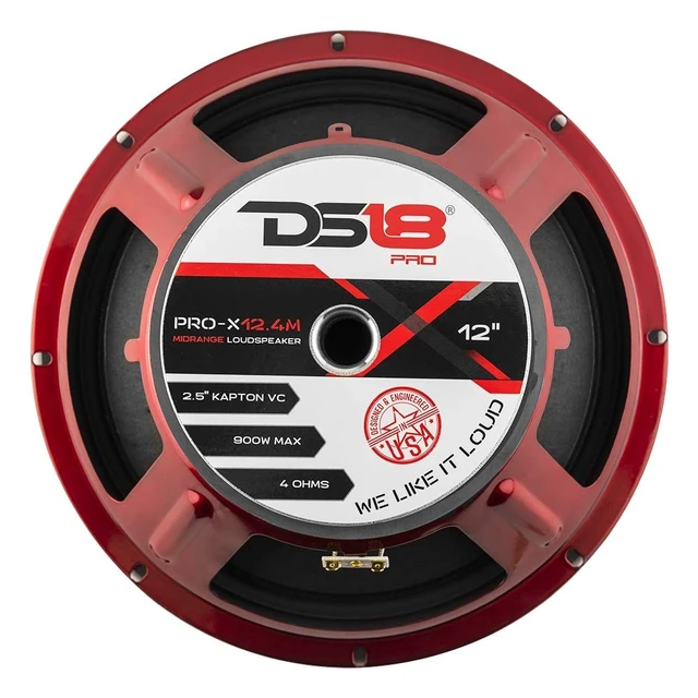 Alt view image 5 of 5 - DS18 PRO-X12.4M Loudspeaker - 12" Midrange, Red Steel Basket, 900W Max, 450W RMS, 4 Ohms, 2" Kapton VC - Premium Quality Audio Door Speakers for Car or Truck Stereo Sound System (1 Speaker)