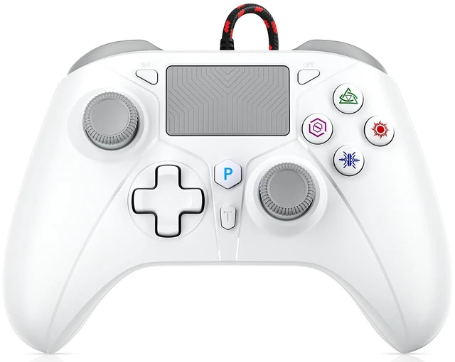 Main image of Dinosoo 10ft Wired Controller with Multi-Touch Pad & Back Buttons for PS5, PS4, PC Turbo, Macro, 3.5mm Headphone Jack