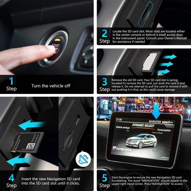 Alt view image 5 of 5 - Navigation SD Card Compatible with Mercedes CLA/GLC/GLA/AMG/A/B/C/E-Class, Version 14.0 ONLY Fit for The Audio 20 (Code 522) NTG, Can/Mex/USA MapsA2189068403