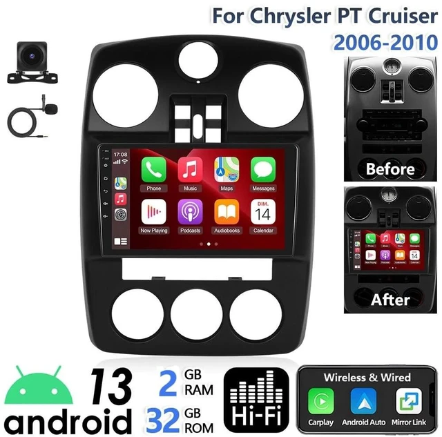 Alt view image 5 of 5 - Android 13 Car Stereo for Chrysler PT Cruiser 2006 2007 2008 2009 2010 2G+32G with CarPlay Wireless Android Auto GPS 9Inch Car Radio w/Bluetooth WiFi FM/RDS SWC Split Screen Backup Camera/Mic