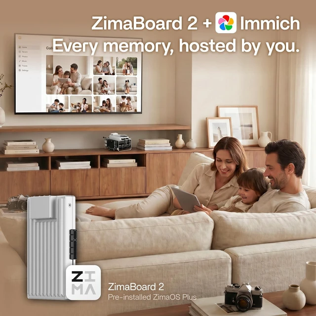 Alt view image 5 of 5 - zimaboard 2 832 x86 Home NAS, Quad-Core N150, 8GB DDR5, 32GB eMMC, PCIe 3.04 Expansion, Dual SATA 3.0 & Dual 2.5GbE, Fanless 24/7 Storage Server with ZimaOS for Docker, Media, Backup, Home Lab