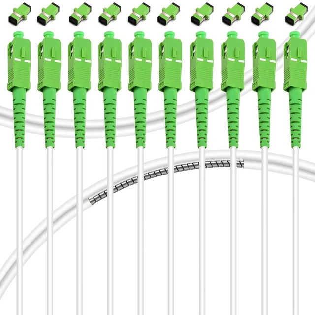 Main image of Bangun 10Pack - 5m SC/APC to SC/APC Fiber Optic Internet Cable, Armored Single Mode Patch Cable, Fiber Optic Jumper Optical Patch Cord - SIMPLEX - 9/125um - OS1/OS2 Compatible, LSZH White