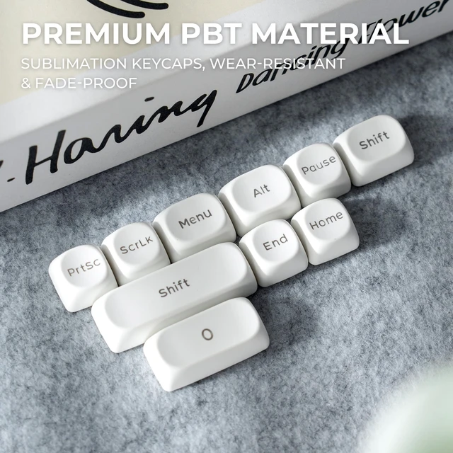 Alt view image 5 of 5 - Shine Through Keycaps,White MOA Profile PBT Keycaps 117-Key for MX Switches