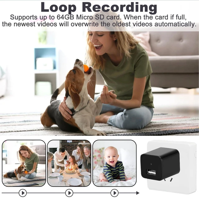 Alt view image 5 of 5 - Security Camera, Hidden Spy Camera with USB Charger, 1080P Nanny Cam