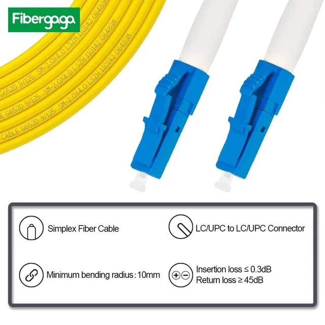 Alt view image 2 of 5 - FibergagaLC to LC OS2 Fiber Optic Cable Single Mode Simplex, 50M(165ft)