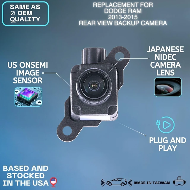 Alt view image 2 of 5 - Backup Camera Replaces for 2013-2017 Dodge Ram OE Part # 56038978AL, 56038978AB, 56038978AK, 56038978AJ, 56038978AI, 56038978AC, 56038978AD, 56038978AE, 56038978AF, 56038978AG, 56038978AH