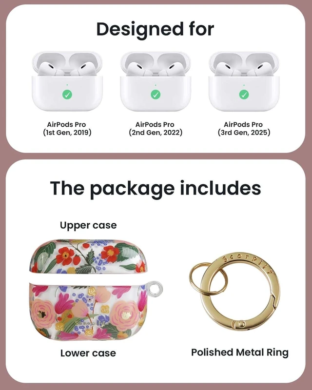 Alt view image 3 of 5 - SCORPIFY for AirPods Pro 3 Case (3rd Generation, 2025) with Keychain, Compatible with Apple AirPod Pro 3, Cute Protective Hard Shell Cover, Wireless Charging Earbuds Case for Women -