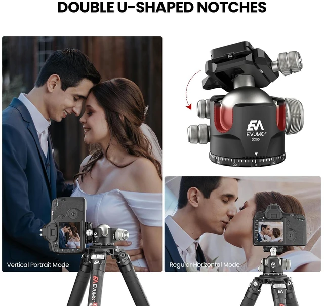 Alt view image 5 of 5 - EVUMO DX55 Ball Head, 55mm Low Profile Heavy Duty CNC Panoramic Tripod Ball Head Mount with Mlok Arca Swiss Quick Release Plate for Camera Tripod Monopod DSLR Camcorder Telescope, Max Load 88lb/40kg