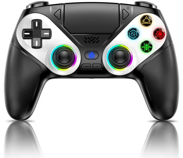 Main image of Gamrombo LED Wireless Controller for PS5, Compatible with PS5 Pro/Slim/PC, Dual Vibration, Macro/Turbo Function, 3.5mm Audio Jack, 6-Axis Motion Control Gamepad with Speaker(Black)