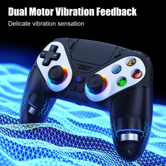 Alt view image 5 of 5 - Gamrombo LED Wireless Controller for PS5, Compatible with PS5 Pro/Slim/PC, Dual Vibration, Macro/Turbo Function, 3.5mm Audio Jack, 6-Axis Motion Control Gamepad with Speaker(Black)