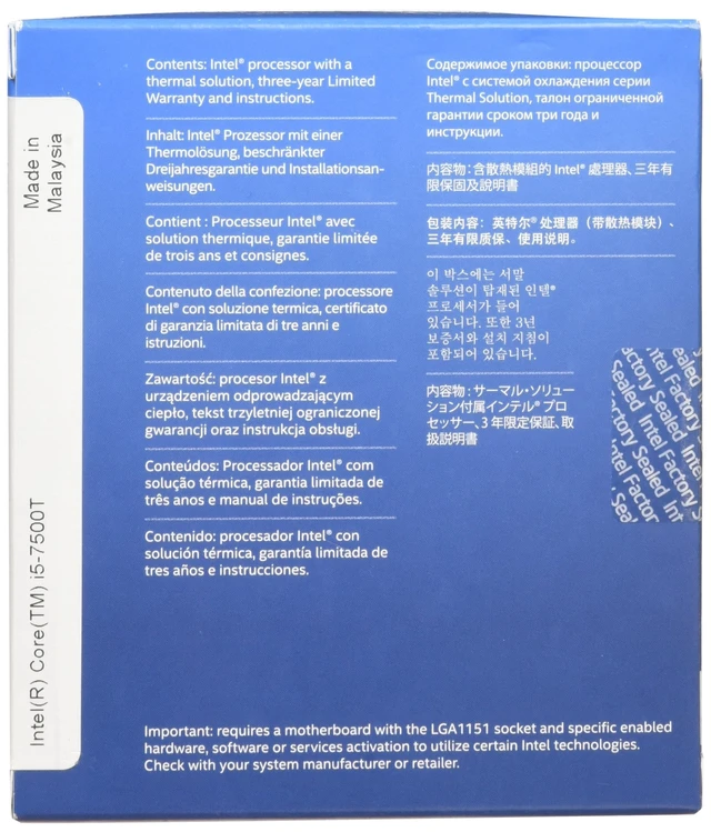 Alt view image 3 of 3 - Intel BX80677I57500T 7th Generation Core i5-7500T Processor