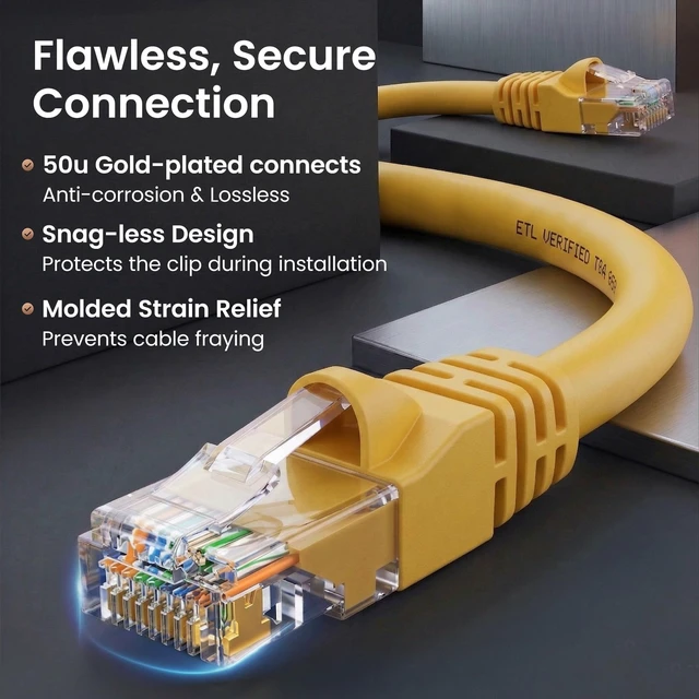 Alt view image 4 of 5 - GEARit Cat6 Patch Cables Cat 6 Ethernet Cable 1 ft 20-Pack Yellow