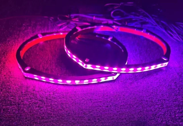 Alt view image 3 of 5 - 2PCS 69'' Dream Color Chase LED Speaker Lights - RGB Car Speaker Rings Spacer Ring Light Kit for Cars, Trucks, Boats & Powersport Vehicles - Bluetooth/Remote Control