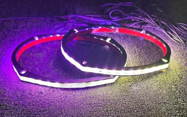Alt view image 4 of 5 - 2PCS 69'' Dream Color Chase LED Speaker Lights - RGB Car Speaker Rings Spacer Ring Light Kit for Cars, Trucks, Boats & Powersport Vehicles - Bluetooth/Remote Control