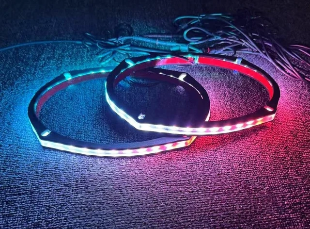 Alt view image 5 of 5 - 2PCS 69'' Dream Color Chase LED Speaker Lights - RGB Car Speaker Rings Spacer Ring Light Kit for Cars, Trucks, Boats & Powersport Vehicles - Bluetooth/Remote Control