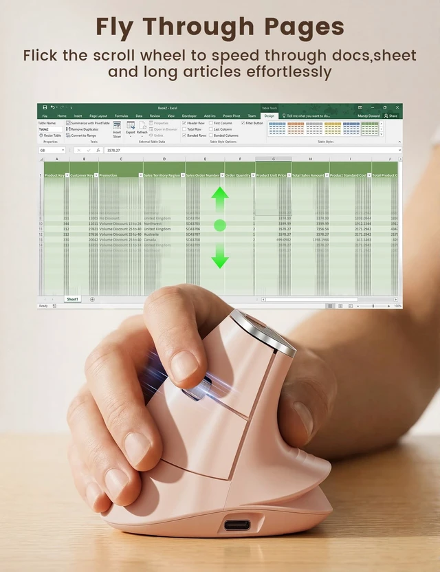 Alt view image 2 of 5 - SABLUTE Ergonomic Vertical Wireless Mouse with 3-Device Switching MAM4