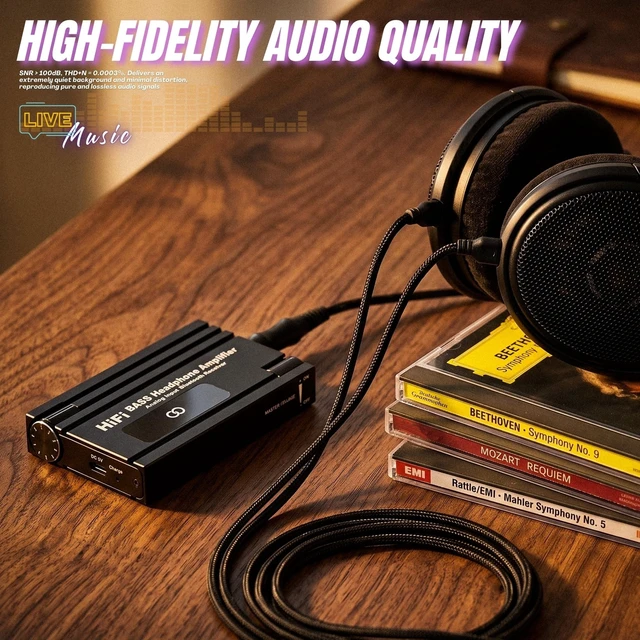 Alt view image 3 of 5 - 16-600 HiFi Headphone Amplifier, 3.5mm Jack Headphone Amp with Bass Boost