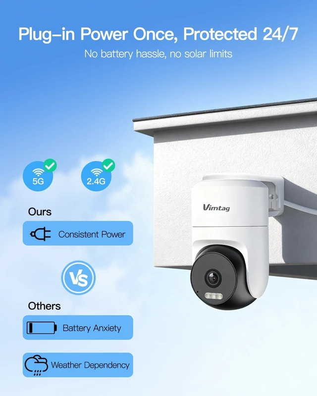 Alt view image 4 of 5 - VIMTAG Pan/Tilt Outdoor Security Camera, 2.5K 4MP WiFi Home CCTV Camera, 360 View & Motion Tracking, Color Night Vision, 2-Way Audio, AI Detection Alarm, IP66, Cloud & SD Card Storage, Works w/Alexa
