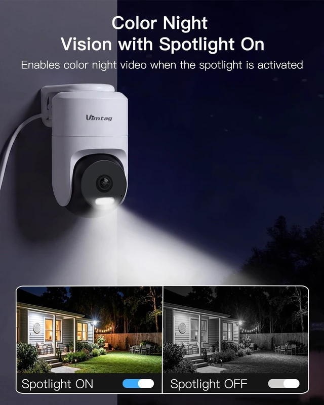 Alt view image 5 of 5 - VIMTAG Pan/Tilt Outdoor Security Camera, 2.5K 4MP WiFi Home CCTV Camera, 360 View & Motion Tracking, Color Night Vision, 2-Way Audio, AI Detection Alarm, IP66, Cloud & SD Card Storage, Works w/Alexa