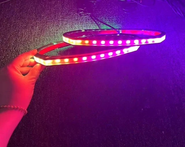 Alt view image 2 of 5 - 2PCS 69'' Dream Color Chase LED Speaker Lights - RGB Car Speaker Rings Spacer Ring Light Kit for Cars, Trucks, Boats & Powersport Vehicles - Bluetooth/Remote Control