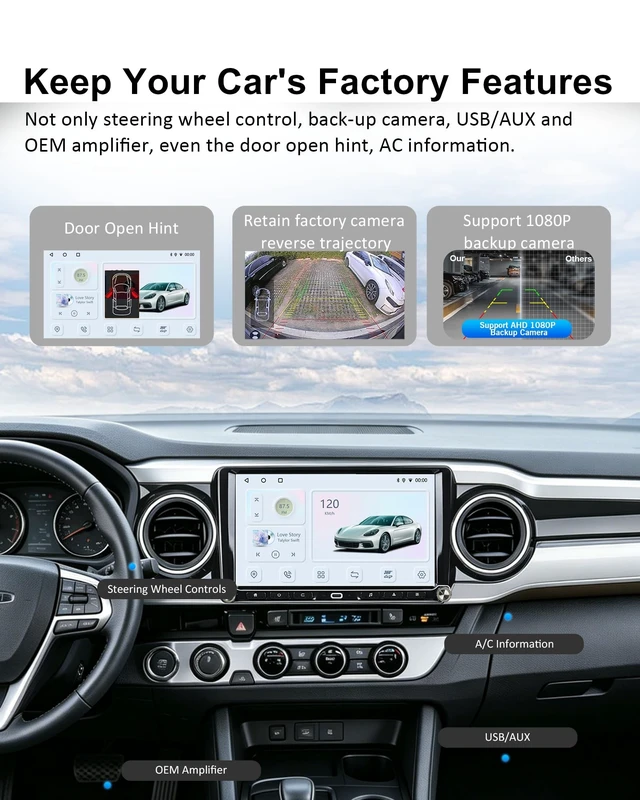 Alt view image 5 of 5 - Android 14 Car Radio for Toyota Tacoma 2016-2023, 8-Core 4GB+64GB Upgraded Car Stereo Wireless CarPlay Android Auto, 10.1 HD Touchscreen, 1080P Backup Camera, Physical Buttons Dual Knobs, AM/FM