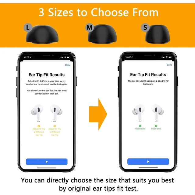 Alt view image 5 of 5 - KASOTT Upgraded Best Memory Foam Ear Tips for AirPods Pro 1st & 2nd Gen ^^ New Version 5.0 ^^ Comfortable Foam Ear Tips ^^ Better Noise Cancellation ^^ 3 Pairs Replacement Tips(S/M/L, Black)