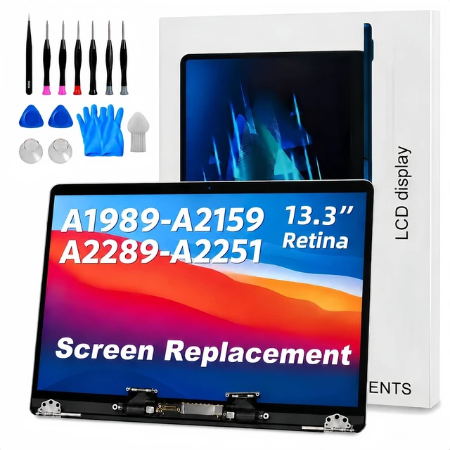 Main image of JYYSCRN Screen Replacement for MacBook Pro 13.3 inch A1989 A2159 A2289 A2251, 2018 2019 2020 LCD Display Screen Assembly, Silver