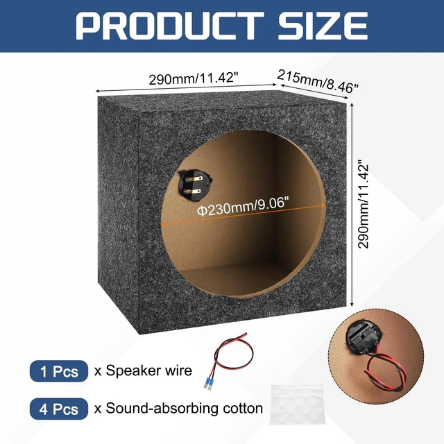 Alt view image 2 of 5 - MECCANIXITY 10 Inch Ported Wooden Speaker Enclosure, Single Vented, Gray