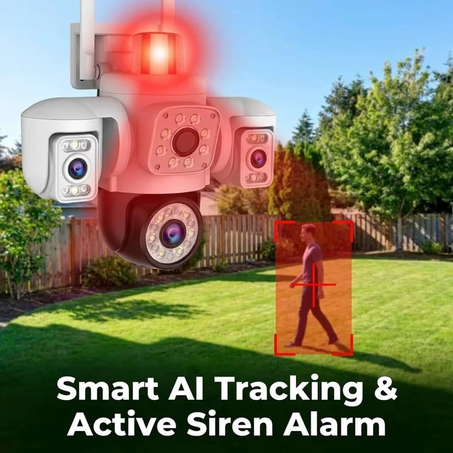 Alt view image 2 of 5 - Yoosee 3 Lens Wifi 6MP Security Outdoor Camera, Smart Night Vision/Two Way Intercom/Motion Alarm/Human Tracking/TF Card Cloud Recording, Network Surveillance CCTV with 2M Power(APP NO Ads) (3 Lens)