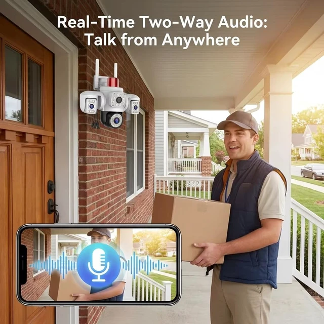Alt view image 3 of 5 - Yoosee 3 Lens Wifi 6MP Security Outdoor Camera, Smart Night Vision/Two Way Intercom/Motion Alarm/Human Tracking/TF Card Cloud Recording, Network Surveillance CCTV with 2M Power(APP NO Ads) (3 Lens)