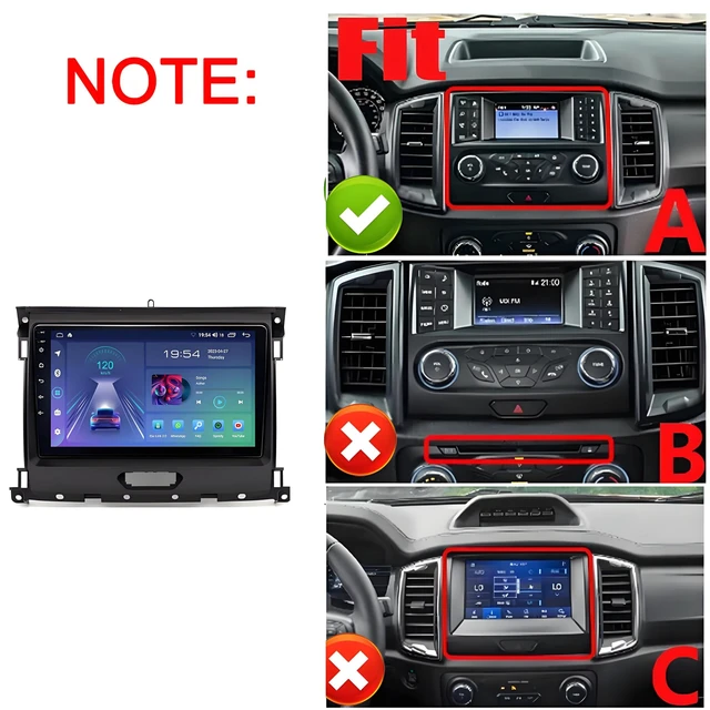 Alt view image 2 of 5 - 9" Car Radio Stereo for Ford Ranger 2016-2019 Replacement Upgrade with Wireless CarPlay/Android Auto Android 14 GPS Navi Head Auto AHD Backup Camera BT 2+64G WiFi FM/RDS Split Screen Radio