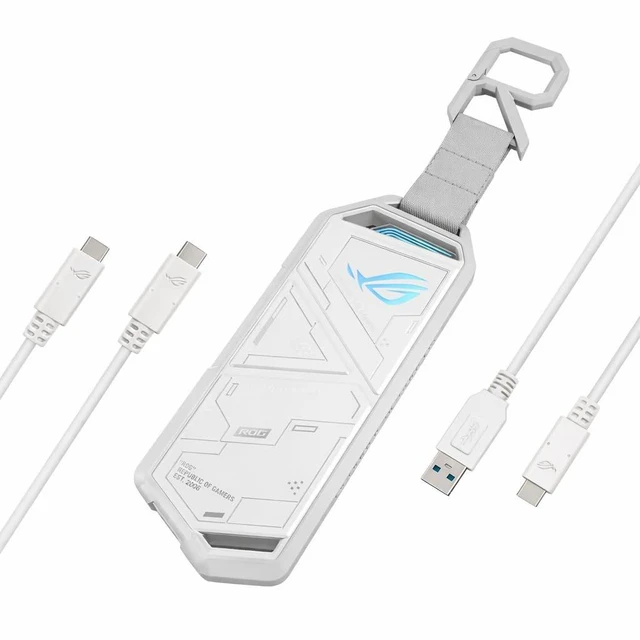 Main image of ASUS ROG Strix Arion White M.2 NVMe SSD Enclosure-USB3.2 Gen 2x1 Type-C (10Gbps), Dual USB-C to C & USB-C to A, Screwdriver-Free, Fits PCIe 2280/2260/2242/2230 M Key/B+M Key, 1 Year Warranty