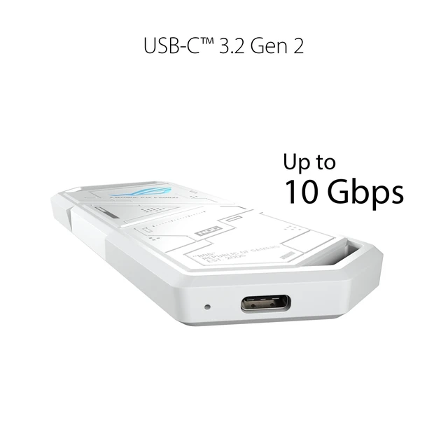 Alt view image 3 of 5 - ASUS ROG Strix Arion White M.2 NVMe SSD Enclosure-USB3.2 Gen 2x1 Type-C (10Gbps), Dual USB-C to C & USB-C to A, Screwdriver-Free, Fits PCIe 2280/2260/2242/2230 M Key/B+M Key, 1 Year Warranty
