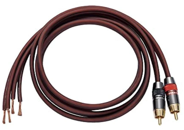 Main image of JORZOR Audiophile Hi-Fi 14 Gauge OFC Speaker Cable with RCA Male (Black & Red) to 2 Bananas Plugs, 2 pack/1pair, (3M(9.9FT), 1 Pair(RCA to Bare Wire))