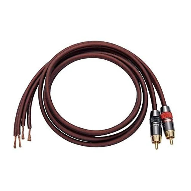 Alt view image 2 of 5 - JORZOR Audiophile Hi-Fi 14 Gauge OFC Speaker Cable with RCA Male (Black & Red) to 2 Bananas Plugs, 2 pack/1pair, (3M(9.9FT), 1 Pair(RCA to Bare Wire))