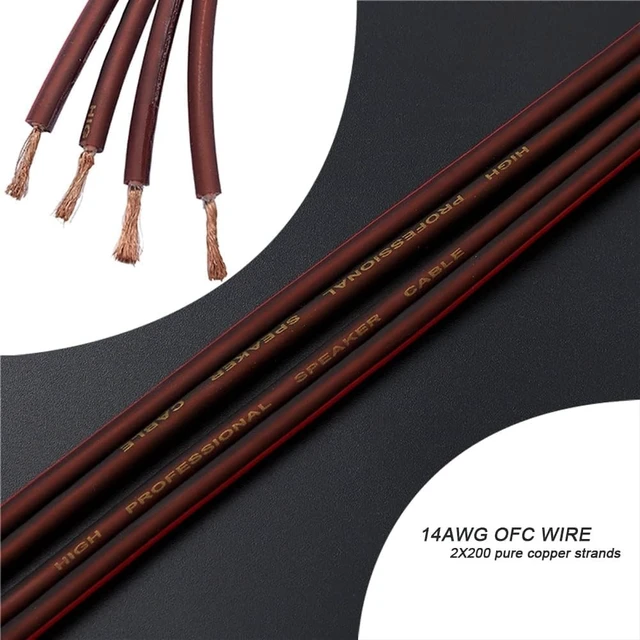 Alt view image 3 of 5 - JORZOR Audiophile Hi-Fi 14 Gauge OFC Speaker Cable with RCA Male (Black & Red) to 2 Bananas Plugs, 2 pack/1pair, (3M(9.9FT), 1 Pair(RCA to Bare Wire))