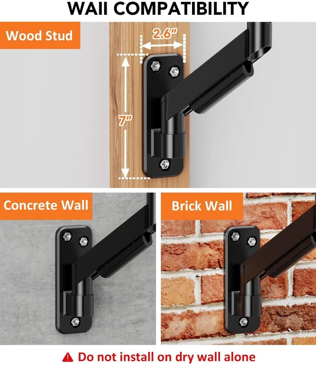 Alt view image 4 of 5 - Single Monitor Wall Mount for 17 to 32 inch Flat/Curved Computer Screens,Full Motion Adjustable Monitor Wall Arm Holds Up to 22lbs,VESA Wall Mount 75x75/100x100, Black