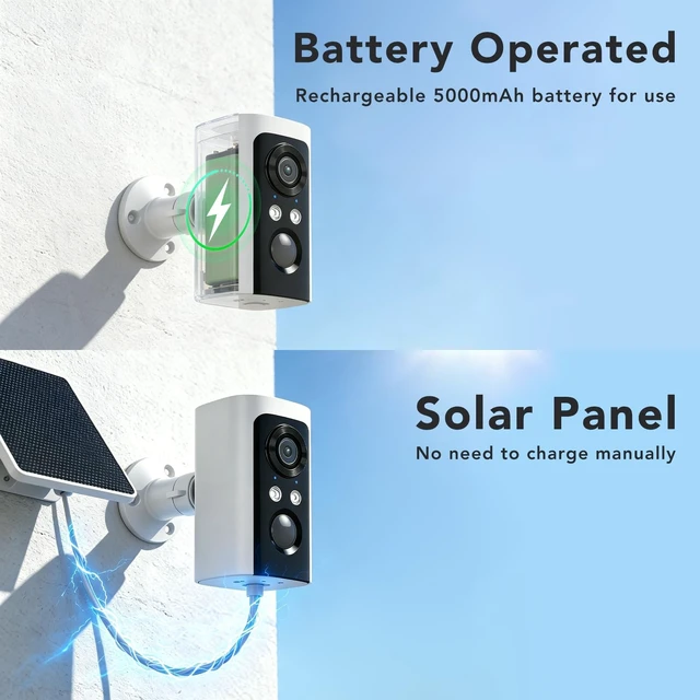 Alt view image 3 of 5 - FAMVIVA 2K Security Cameras Wireless Outdoor with Solar Panels, Battery Powered Cameras for Home Security, Color Night Vision, AI Motion Detection, Spotlight & Siren Alarm, 2.4GHz, WaterproofWh
