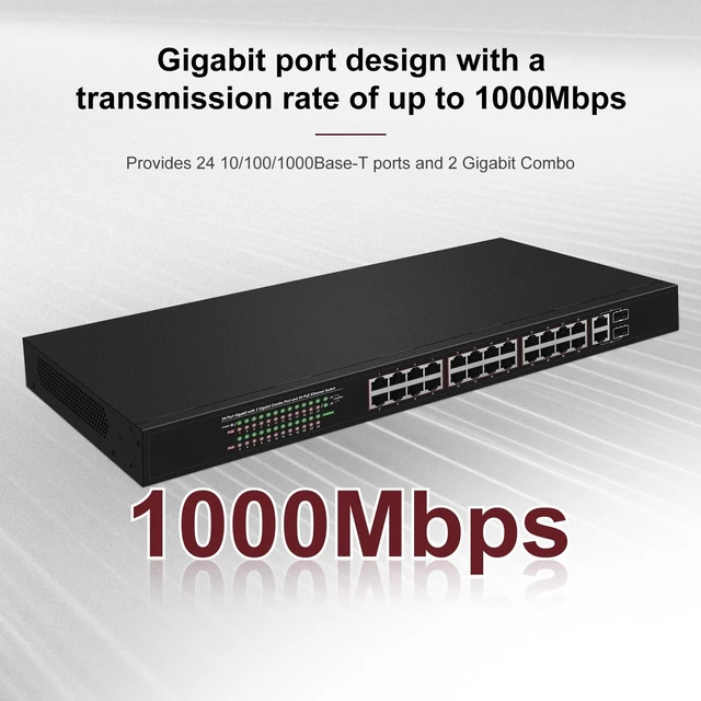 Alt view image 4 of 5 - S202824 24 Port Gigabit 370W PoE+ Switch