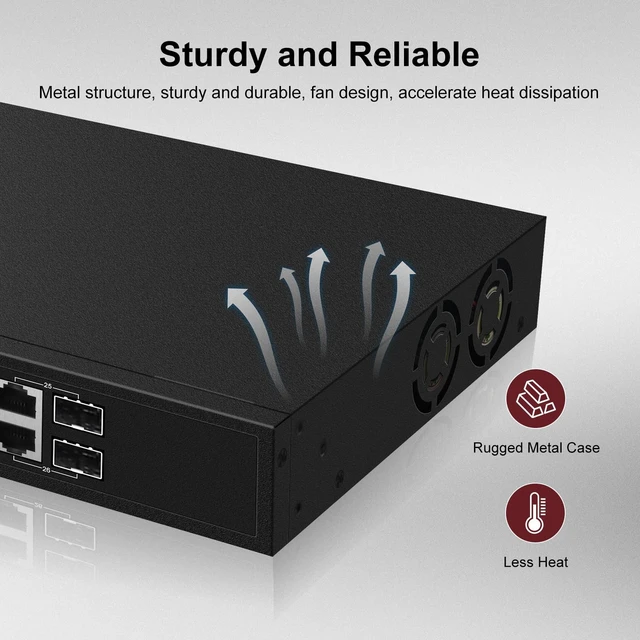 Alt view image 5 of 5 - S202824 24 Port Gigabit 370W PoE+ Switch