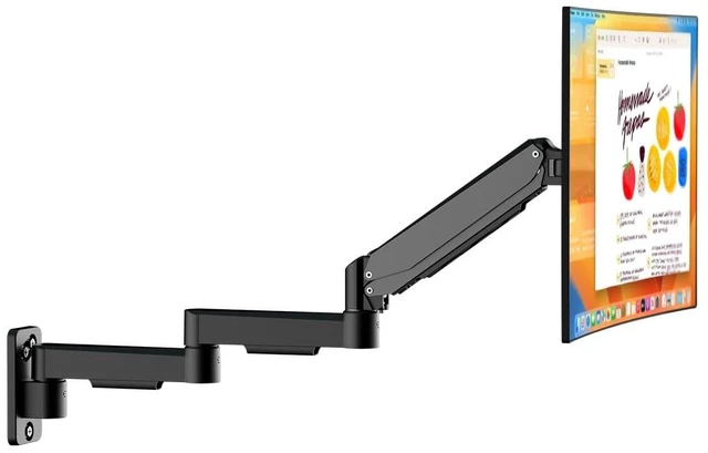 Main image of suptek Single Long Arm Monitor Wall Mount for 17 to 35 Inch Screens, Gas Spring Monitor Arm Wall Mount Holds Up to 11KG/24lbs, Full Motion Adjustable,VESA Mount 75x75/100x100mm(WMX3)