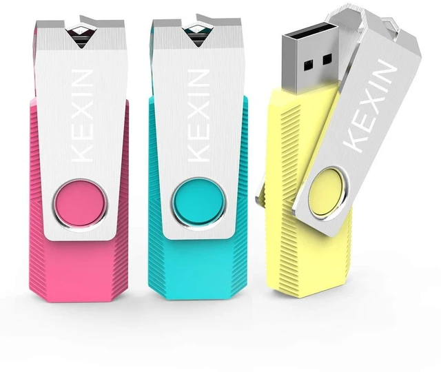 Main image of KEXIN 32GB 3 Pack USB Flash Drive - 32GB Thumb Drive with LED Indicator - Pink, Yellow, Cyan