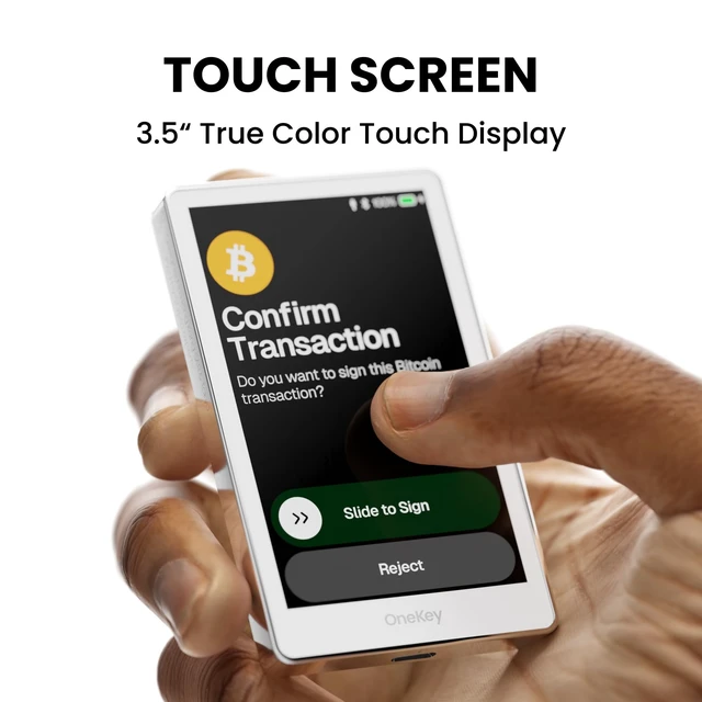 Alt view image 4 of 5 - OneKey Pro Crypto Cold Wallet Air-gapped, Offline Keys, 4 EAL6+ Secure Elements, 3.5" Touchscreen, Fingerprint Unlock, Bluetooth/USB-C, Supports 10,000+ Coins & NFTs (White)
