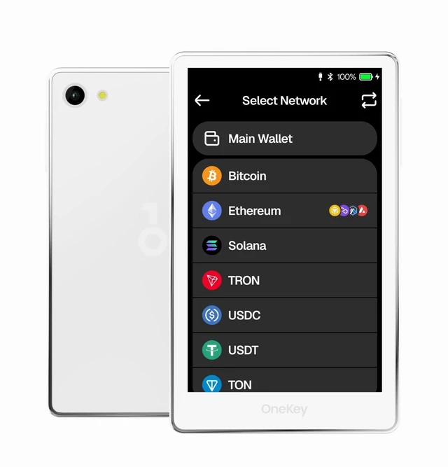 Main image of OneKey Pro Crypto Cold Wallet Air-gapped, Offline Keys, 4 EAL6+ Secure Elements, 3.5" Touchscreen, Fingerprint Unlock, Bluetooth/USB-C, Supports 10,000+ Coins & NFTs (White)